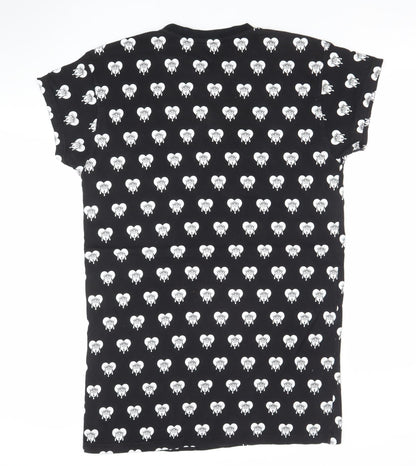 Bad Monday Womens Black Graphic T-Shirt Dress Size 10