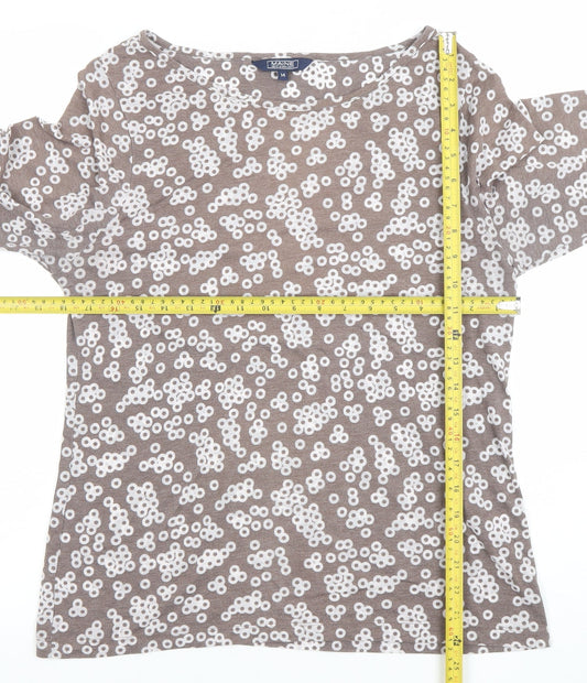 Maine New England Women Brown Floral Boat Neck 3/4 Sleeve T-Shirt Size 14