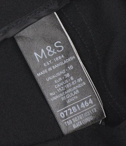 Womens UK Size 10 Marks and Spencer Regular Fit Business Formal Workwear Black T