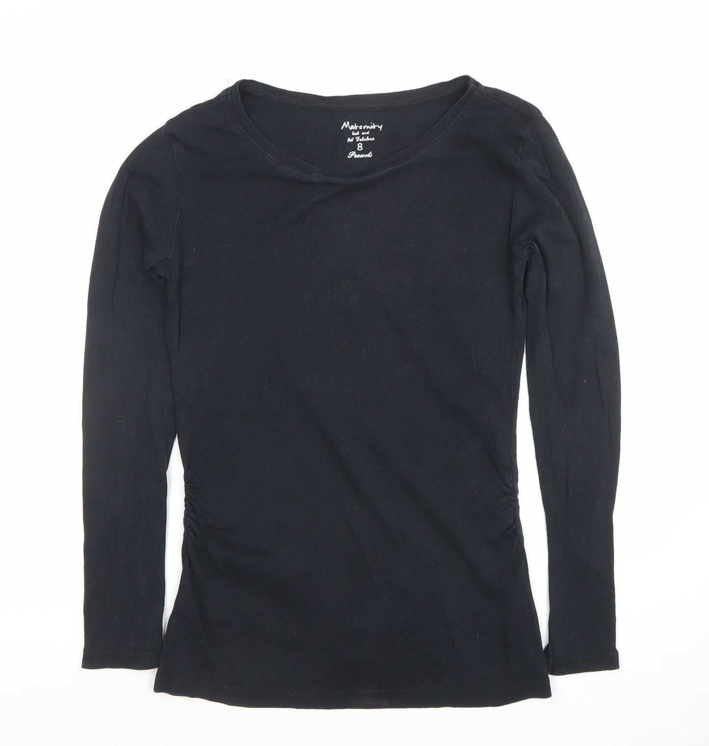 Peacocks Maternity Black Long Sleeve Cotton T-Shirt Size 8