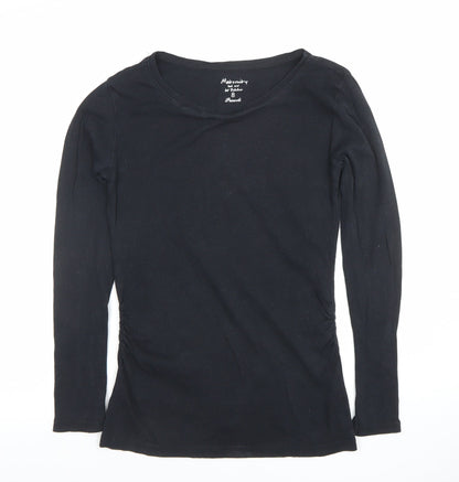 Peacocks Maternity Black Long Sleeve Cotton T-Shirt Size 8