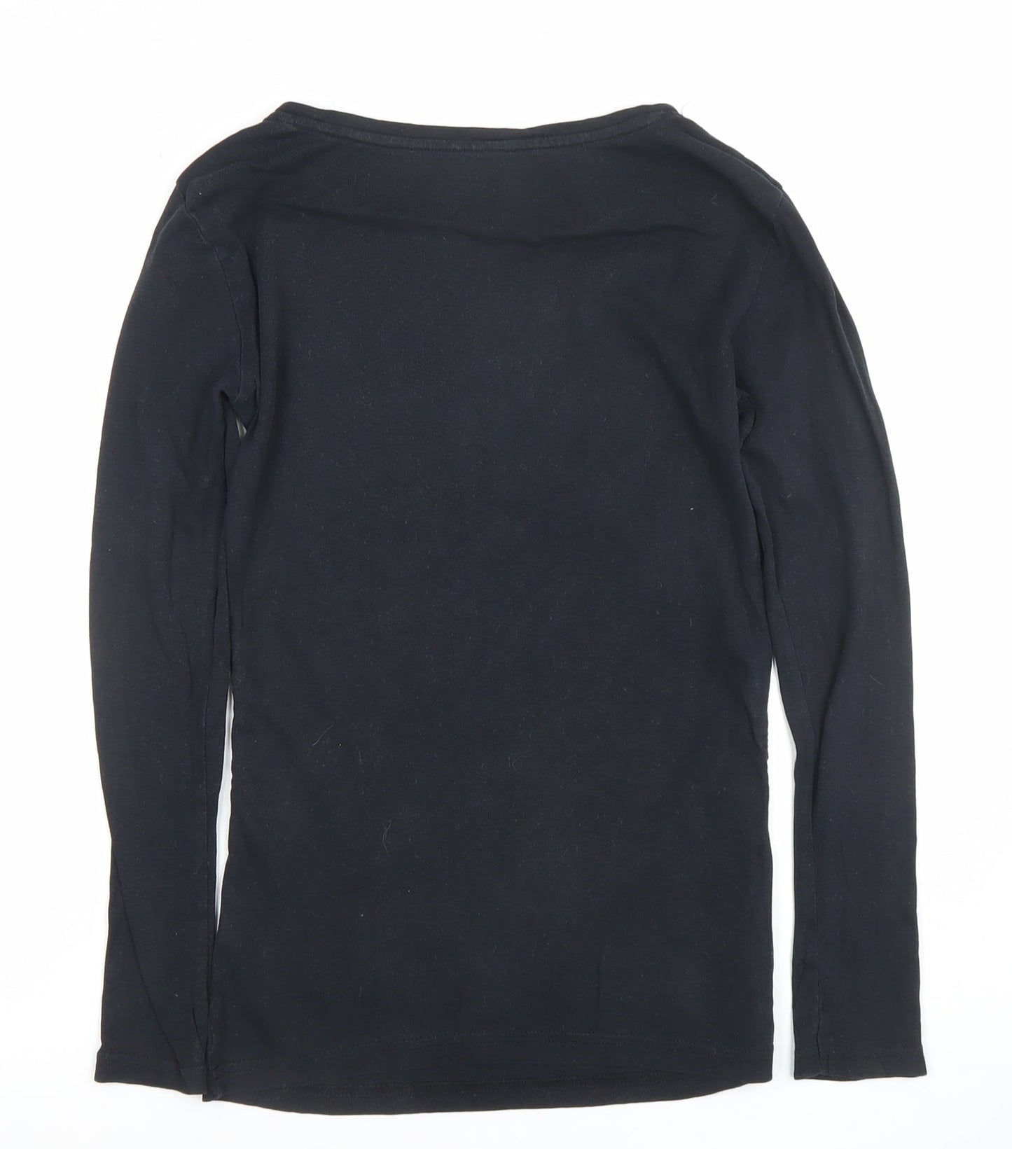 Peacocks Maternity Black Long Sleeve Cotton T-Shirt Size 8