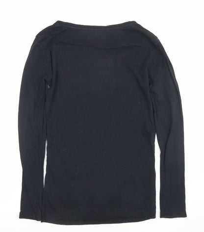 Peacocks Maternity Black Long Sleeve Cotton T-Shirt Size 8