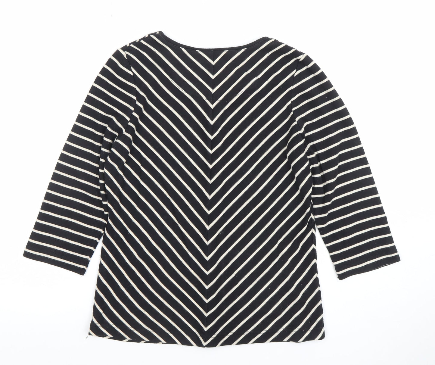 Dash Women’s Black Striped V-Neck 3/4 Sleeve Jersey Top Size 10