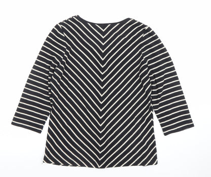 Dash Women’s Black Striped V-Neck 3/4 Sleeve Jersey Top Size 10