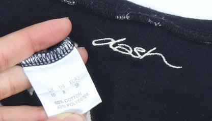 Dash Women’s Black Striped V-Neck 3/4 Sleeve Jersey Top Size 10