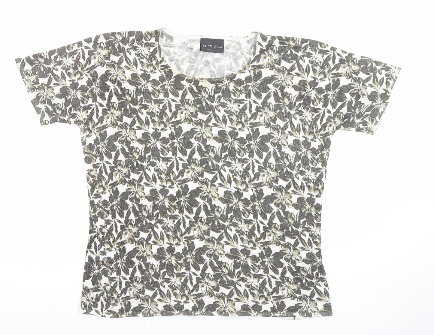 Alex & Co. Women’s Grey Floral Knit Short Sleeve T-Shirt UK 12/14