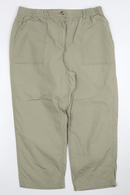 Dunnes Stores Mens Khaki Green Chino Cotton Elastic Waist Trousers Size 16