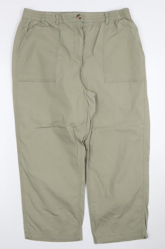 Dunnes Stores Mens Khaki Green Chino Cotton Elastic Waist Trousers Size 16