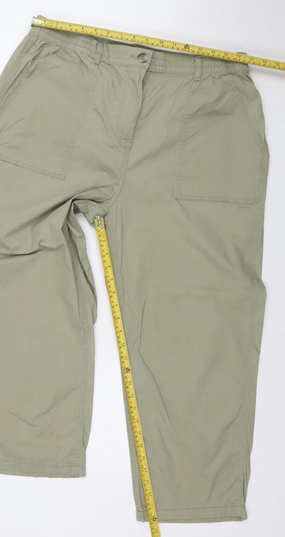 Dunnes Stores Mens Khaki Green Chino Cotton Elastic Waist Trousers Size 16