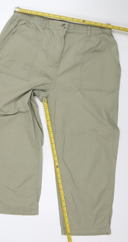 Dunnes Stores Mens Khaki Green Chino Cotton Elastic Waist Trousers Size 16