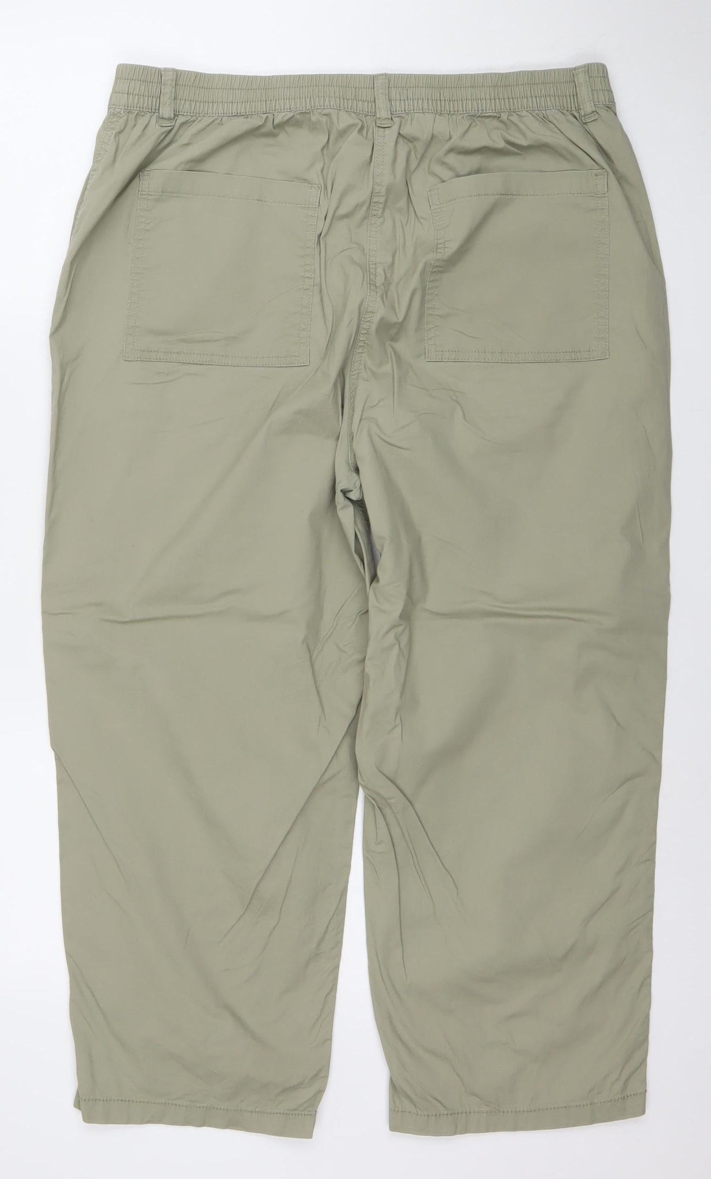 Dunnes Stores Mens Khaki Green Chino Cotton Elastic Waist Trousers Size 16