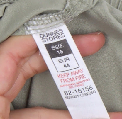 Dunnes Stores Mens Khaki Green Chino Cotton Elastic Waist Trousers Size 16