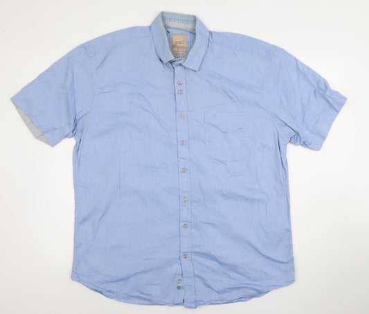 Benetti Men's Blue Cotton Short Sleeve Button-Up Shirt XL Comfort Fit