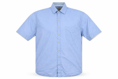 Benetti Men's Blue Cotton Short Sleeve Button-Up Shirt XL Comfort Fit