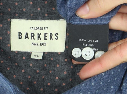 Mens UK Collar Size XL Barkers Smart Blue  Dress Shirt