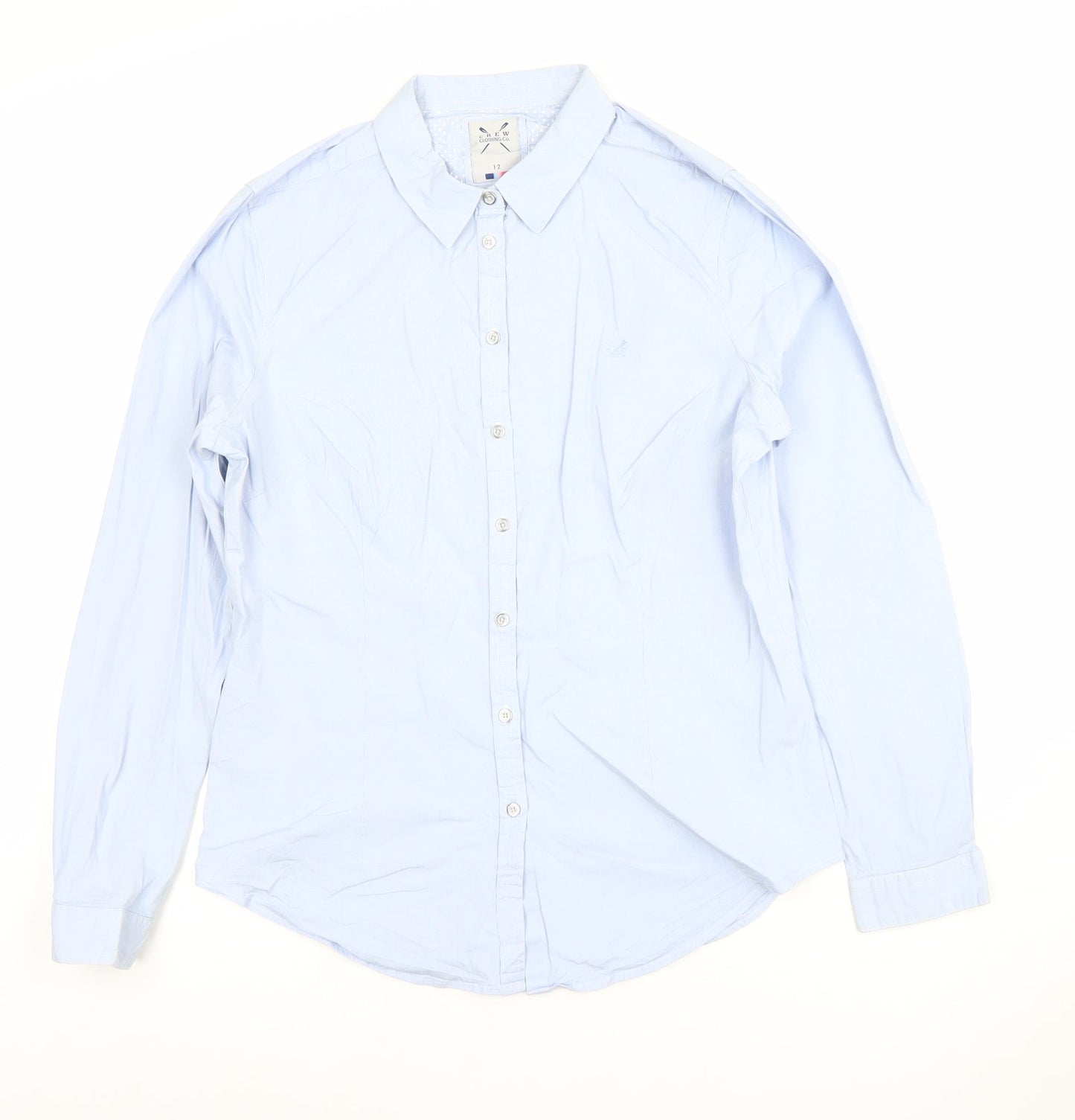 Crew Clothing Co. Women Blue Cotton Blend Button-Up Shirt Size 12