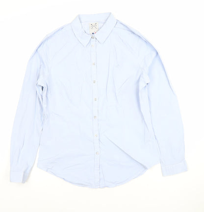 Crew Clothing Co. Women Blue Cotton Blend Button-Up Shirt Size 12