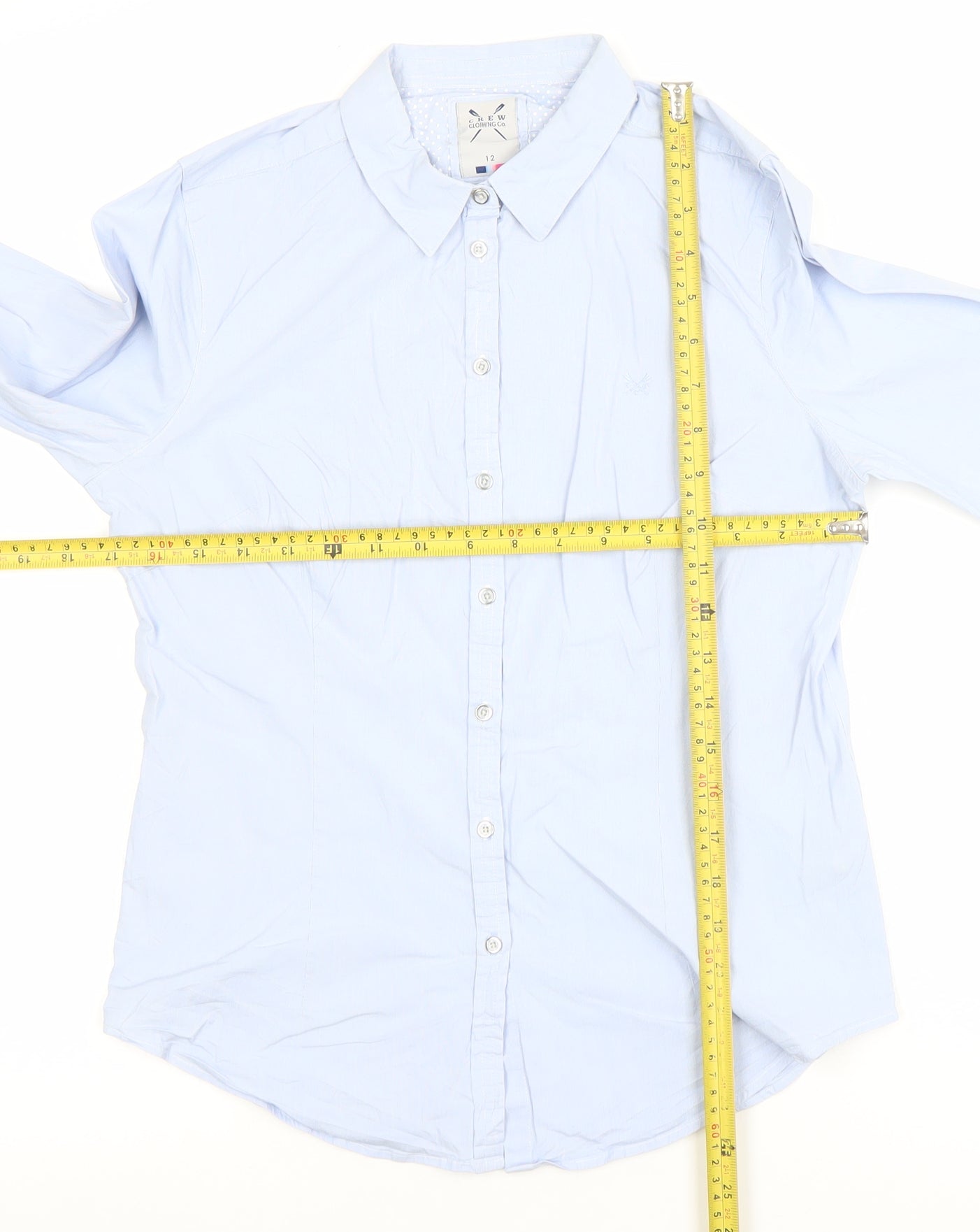 Crew Clothing Co. Women Blue Cotton Blend Button-Up Shirt Size 12