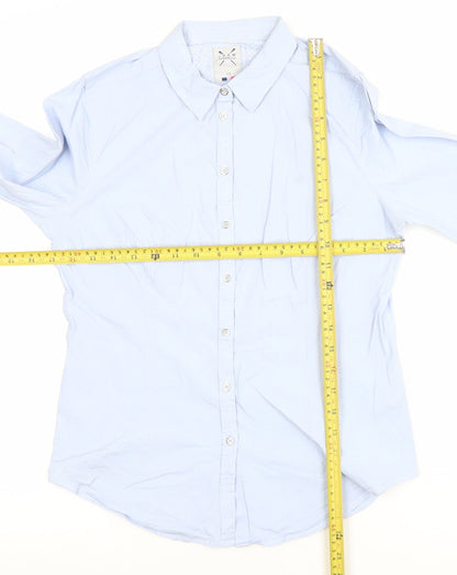 Crew Clothing Co. Women Blue Cotton Blend Button-Up Shirt Size 12
