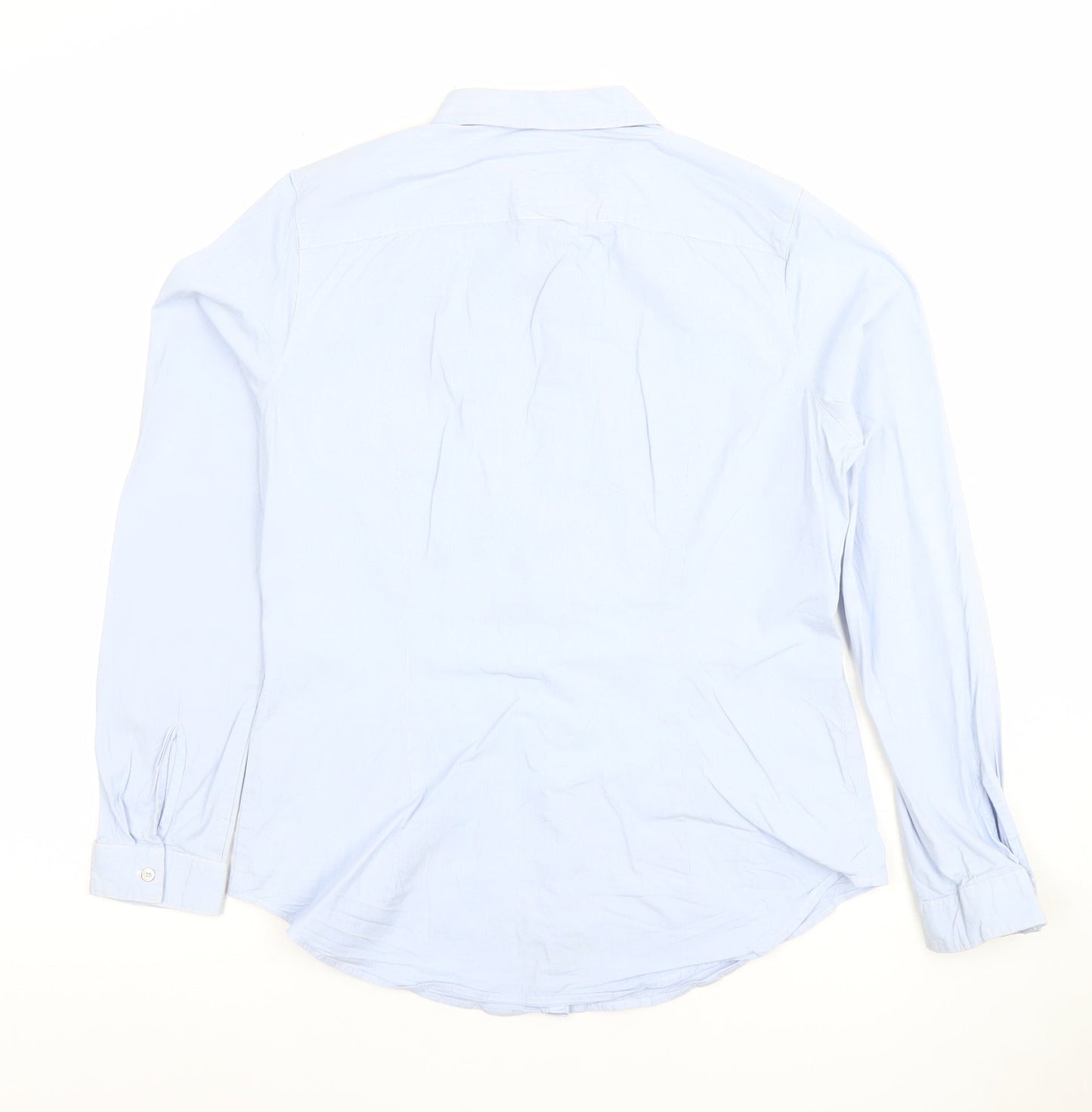 Crew Clothing Co. Women Blue Cotton Blend Button-Up Shirt Size 12