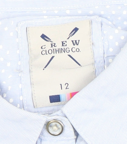 Crew Clothing Co. Women Blue Cotton Blend Button-Up Shirt Size 12