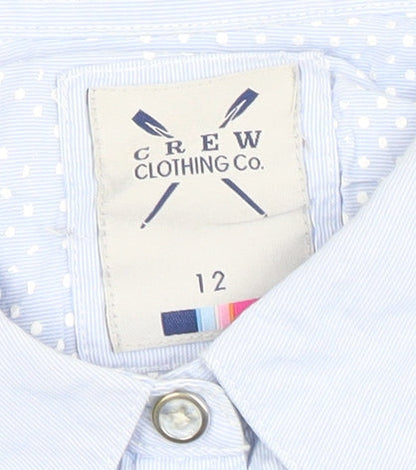 Crew Clothing Co. Women Blue Cotton Blend Button-Up Shirt Size 12