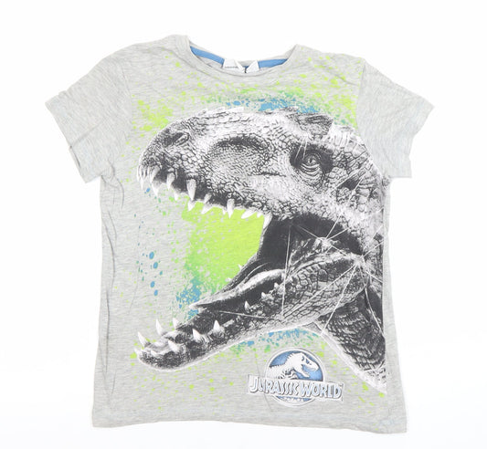 Boys UK Size 10-11 Years Jurassic World Grey Basic T-Shirt