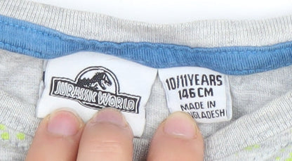 Boys UK Size 10-11 Years Jurassic World Grey Basic T-Shirt