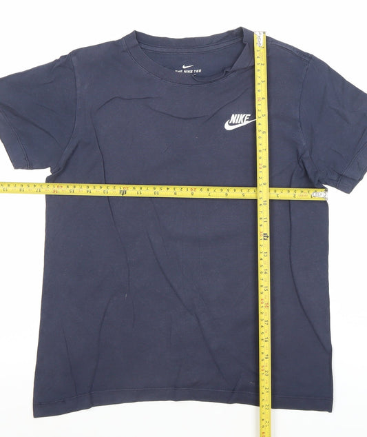 Nike Women's Blue Basic Crew Neck Short Sleeve Cotton T-Shirt M