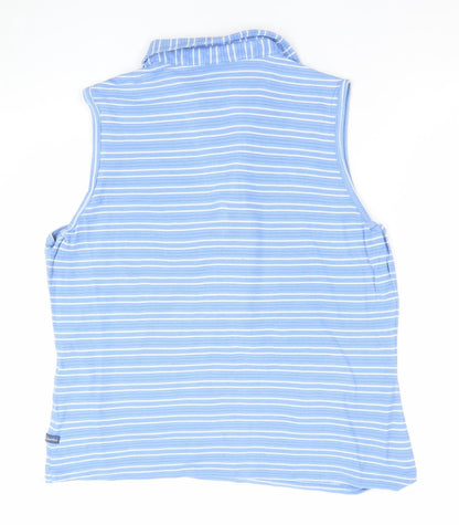 Columbia Womens Blue Striped Sleeveless Cotton Polo Top XL