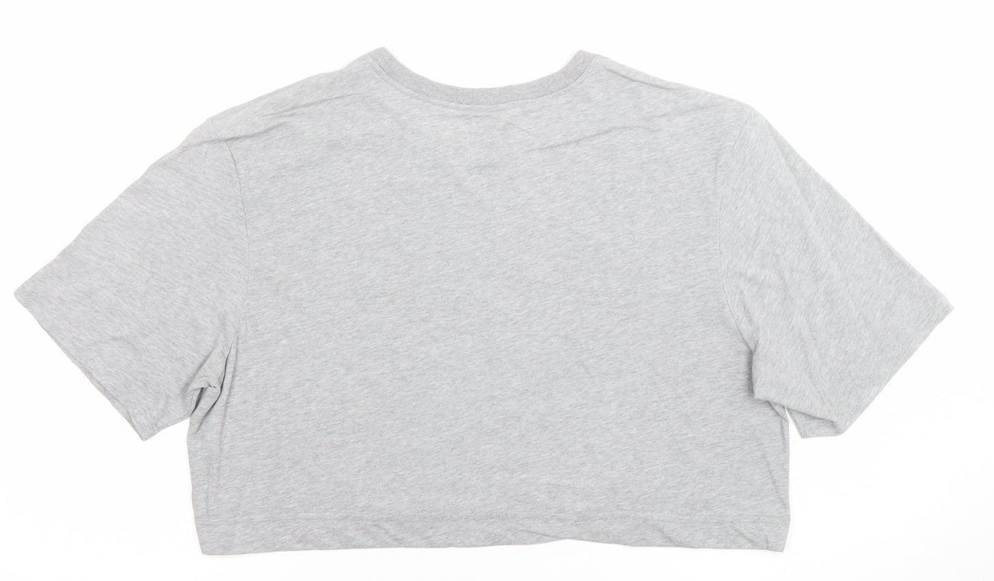 Nike Women's Grey Cropped Dri-FIT T-Shirt Size L Casual Sports Tee