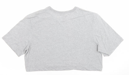 Nike Women's Grey Cropped Dri-FIT T-Shirt Size L Casual Sports Tee