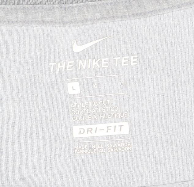 Nike Women's Grey Cropped Dri-FIT T-Shirt Size L Casual Sports Tee