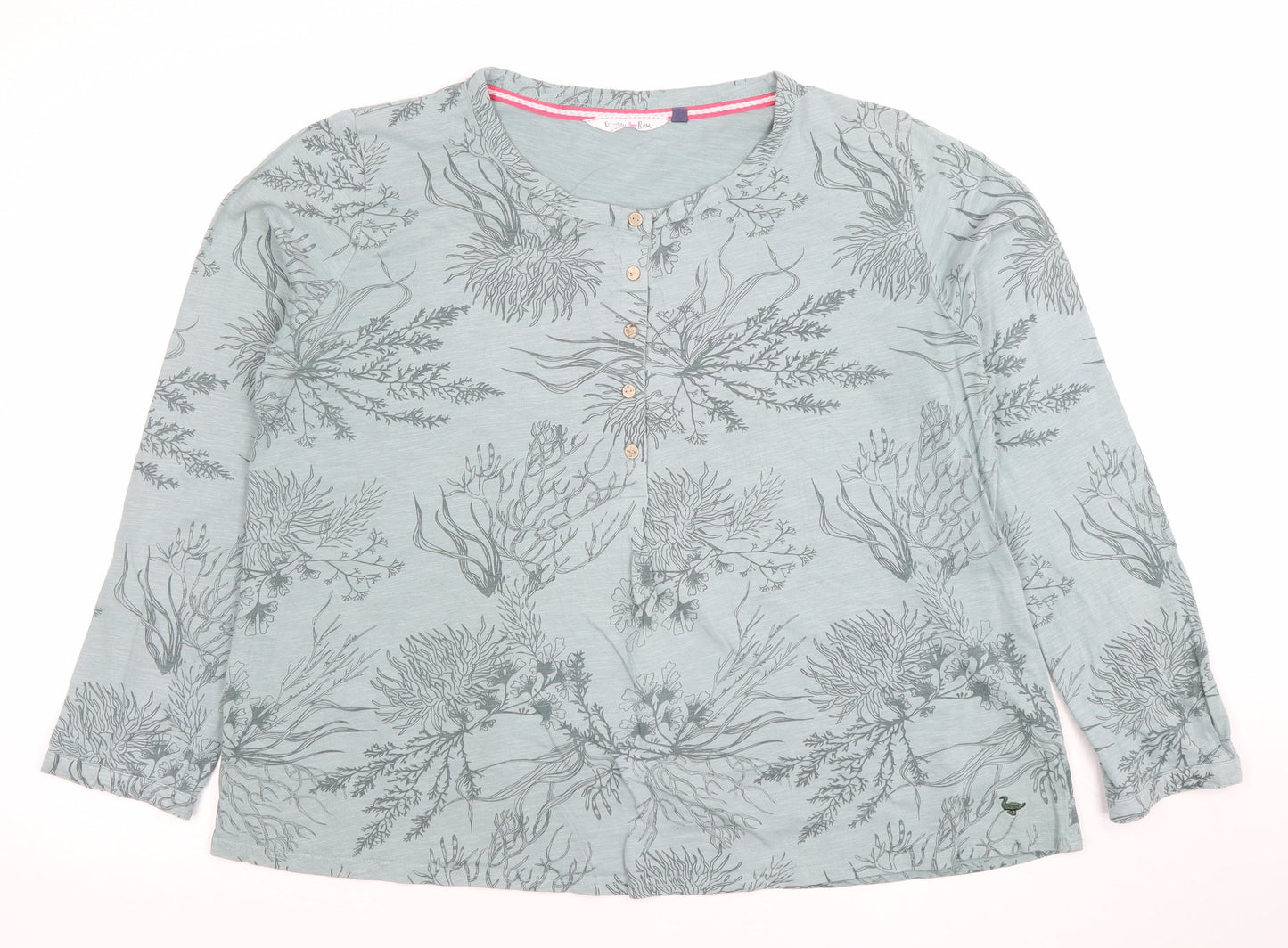 Womens UK Size L Penny Rose Green Tunic Button-Up