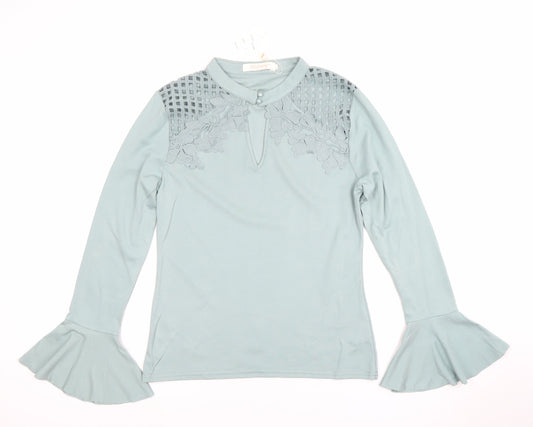 Womens UK Size L Lulumary Green Tunic Blouse