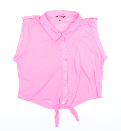 Womens UK Size 18 Select Pink Basic Button-Up