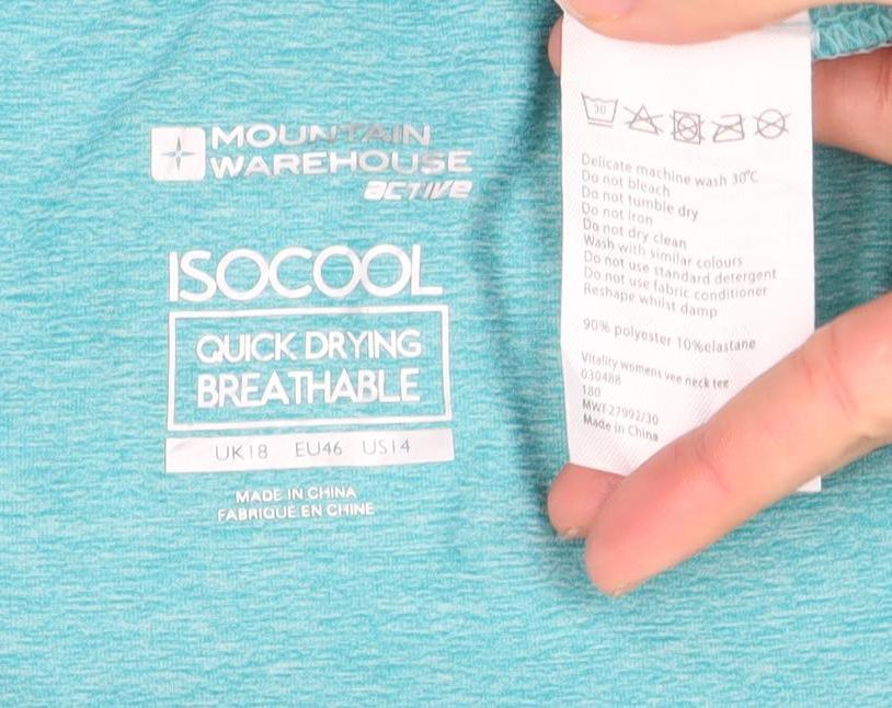 Mountain Warehouse Womens Blue V-Neck Quick Dry Active T-Shirt Size 18