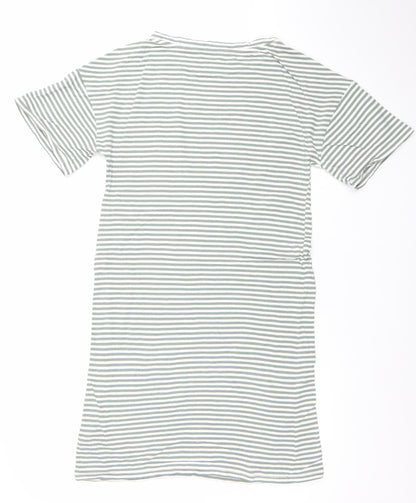 Peanuts Women's Green Striped Snoopy Nightshirt XS T-Shirt Style