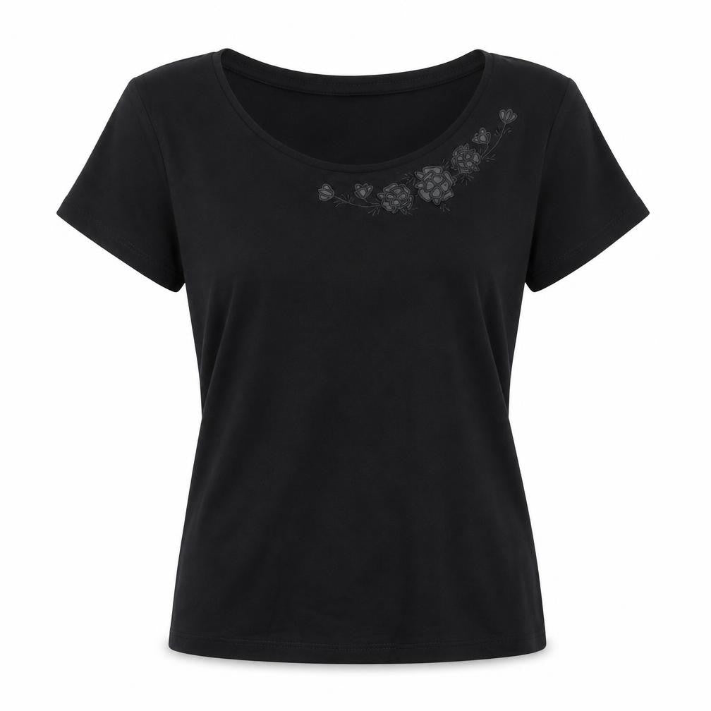 Womens UK Size M Precis Black Basic T-Shirt