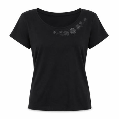 Womens UK Size M Precis Black Basic T-Shirt