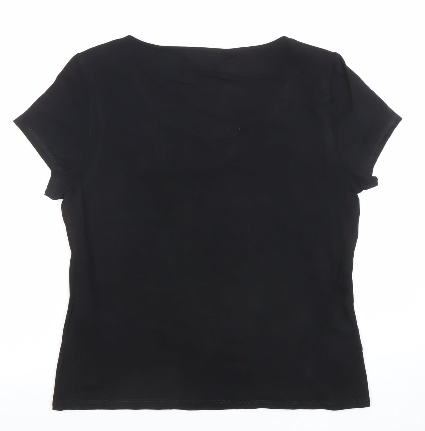 Precis Women’s Black Embroidered Scoop Neck Short Sleeve T-Shirt M