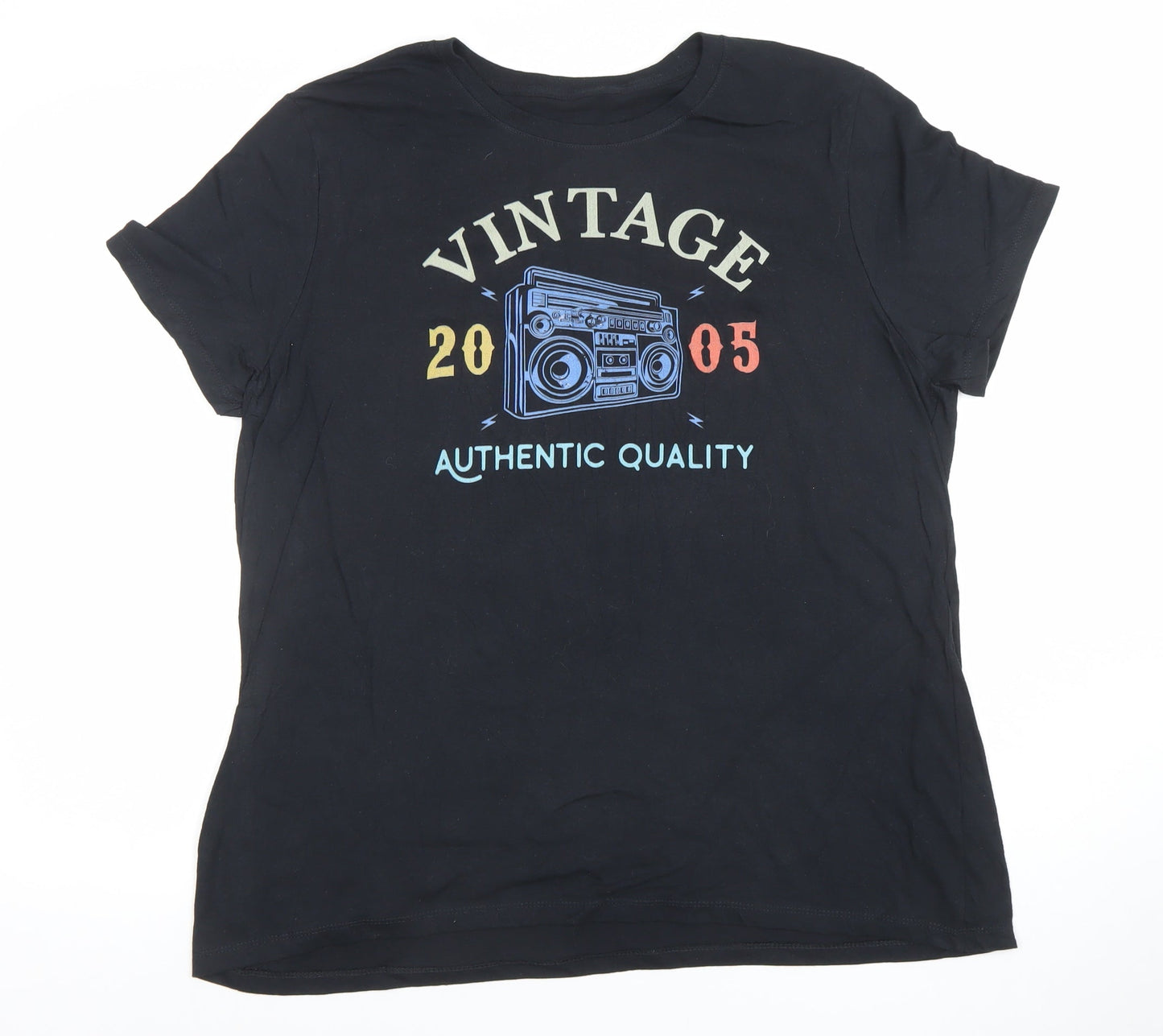 Womens UK Size XL Gildan Black Basic T-Shirt