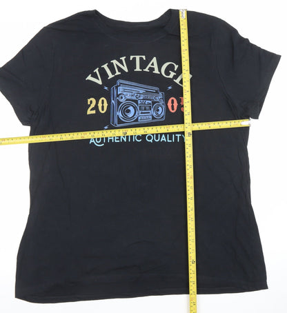 Womens UK Size XL Gildan Black Basic T-Shirt