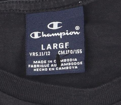 Boys UK Size L Champion Black Basic T-Shirt
