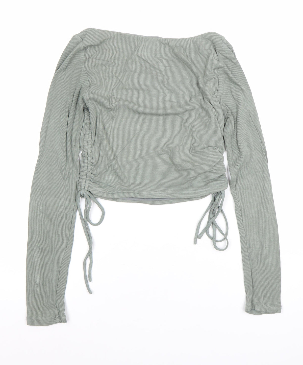 Womens UK Size 8 Parallel Lines Green Cropped Blouse