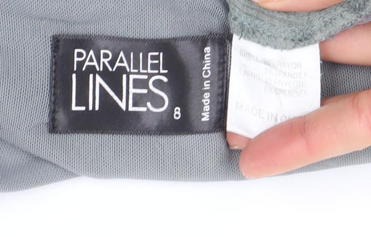 Womens UK Size 8 Parallel Lines Green Cropped Blouse