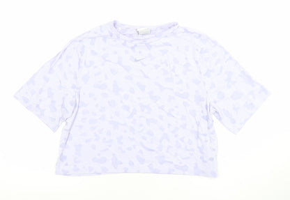 Nike Womens White Animal Print Cropped T-Shirt XL Relaxed Fit