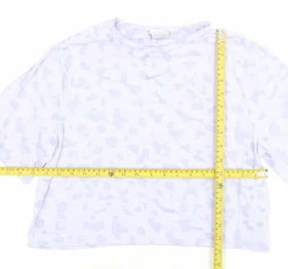 Nike Womens White Animal Print Cropped T-Shirt XL Relaxed Fit