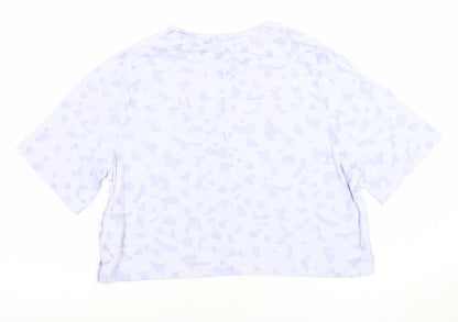 Nike Womens White Animal Print Cropped T-Shirt XL Relaxed Fit